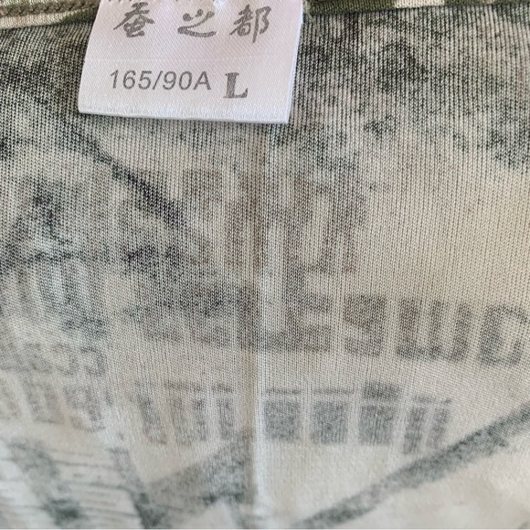 Tank top in green and pink on cream print (abstract photo/ letters mix) - Picture 8 of 8